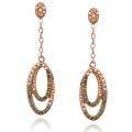 Rose Gold over Silver 2/5ct TDW Brown Diamond Double Oval Earrings 
