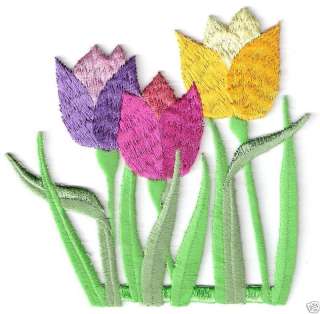 Large Tulip Flower Spring Embroidery patch applique  