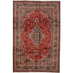  66 x 99 Red Persian Hand Knotted Wool Mashad Rug 
