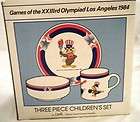 new in box 1984 23rd olympics los angeles childs 3 pc dish set cup 