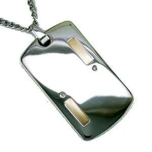   and Stainless Steel Mens Diamond Dog Tag Necklace Grande Jewelry