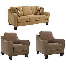   piece Wheat Sofa and Two Houndstooth Fabric Chair Set  Overstock