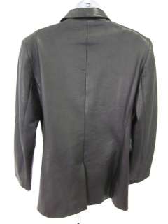 ZABARI Black Leather Longsleeve Lined Jacket Coat Sz L  