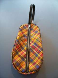   Colorful Tartan Plaid SHAVING COSMETIC TRAVEL BAG Loop Handle NWOT