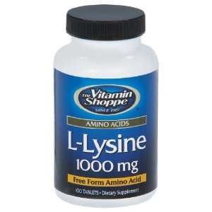  Vitamin Shoppe   L Lysine 1000 Mg, 100 veggie caps Health 