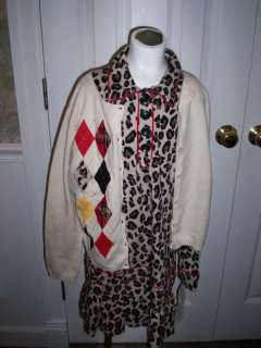 KC Parker Hartstrings leopard Dress Sweater 14 NWT $128  