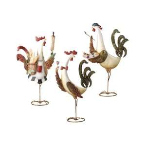  Kitchen Dining Décor Rooster Sculptural Accent   Set of 3 