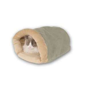   Sack Play and Sleep Spot for Cats   Plush Interior, Heated Floor, Sage