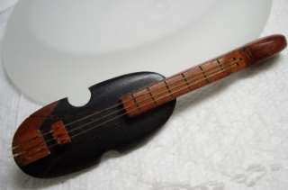 Vintage Hand Made Wood Violin Musical String Instrument Pin Brooch~C 
