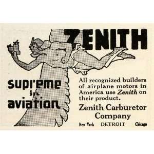 1918 Ad Zenith Carburetor Co Airplane Motors Aviation Vintage Aircraft 