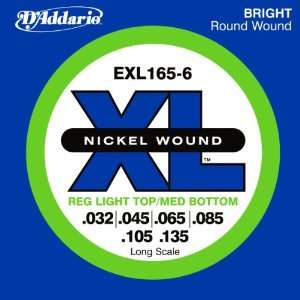 Addario EXL165 6 6 String Nickel Wound Bass Guitar Strings, Custom 