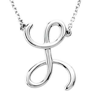   Script Initial Necklace Sterling Silver L 16 CleverEve Jewelry