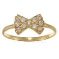 14k Gold over Silver Clear Cubic Zirconia Bow Baby Ring 