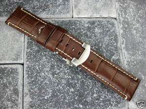 New 24mm XL Leather Strap & Deployment Buckle SET Extra Large Size for 
