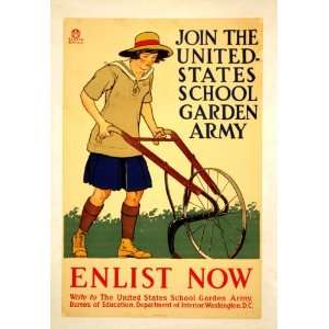   1918 Join the United States school garden army Poster: Home & Kitchen