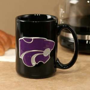  Kansas State Wildcats Black 15oz. Pewter Logo Ceramic Mug 