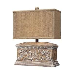   Wood Tone Accent Lamp With Burlap Shade 93 10026