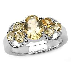  1.80 Carat Genuine Citrine Sterling Silver Ring: Jewelry