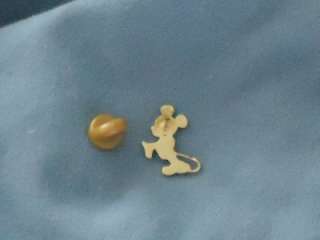 SMALL MINI MICKEY MOUSE STANDING Goldtone PLATE STERLING DISNEY PIN 
