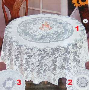 BEAUTIFUL 72 ROUND WHITE LACE TABLECLOTH POLYESTER NEW  