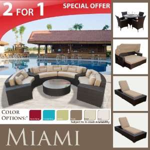  OUTDOOR WICKER PATIO SET, 5 PC DINING SET, CHAISE2, COMFY SUNBED 