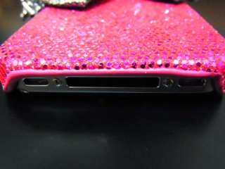   Crystal Pink Silver Bow Back Case Cover for iphone 4 4G 4S BS1 US