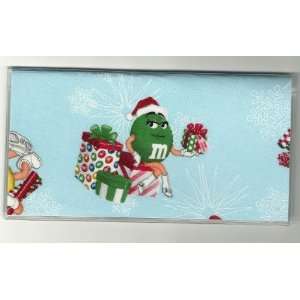  Checkbook Cover Green M&M Guy Christmas Holiday 