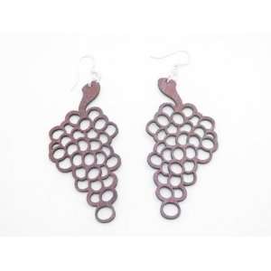  Pink Grape Cluster Wooden Earrings GTJ Jewelry