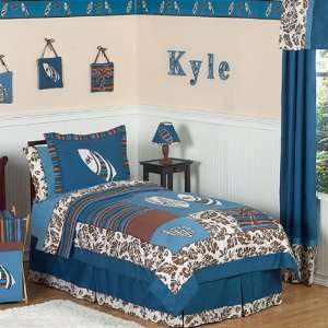 Surf Blue And Brown 3 Piece Full /Queen Bedding Set