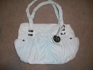   Glove Leather Braided Detail Double Shoulder Shopper WHITE  