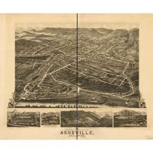    1891Birds eye map Asheville, North Carolina: Home & Kitchen