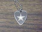 Stainless Steel guitar pick necklace w Star engraved 24 ball chain