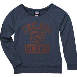 Chicago Bears Womens Navy Heather Off the Shoulder Sweatshirt:  