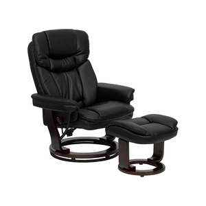 Flash Chair Recliner Ottoman Leather Black BT7821BKGG  