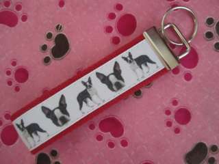 Boston Terrier Dog Puppy Wristlet Key Chain Key Fob F/S  