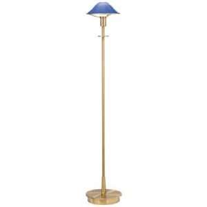  Holtkoetter Antique Brass Blue Glass Floor Lamp: Home 
