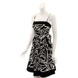 Wishes Womens Spaghetti Strap Black and White Dress  Overstock