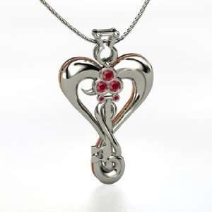  Key to Romance, 14K White Gold Necklace with Ruby Jewelry