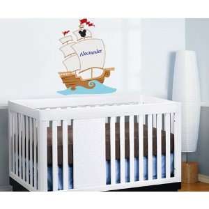 Kids Pirate Ship Boat with Childs Name Removable Vinyl 