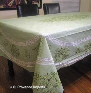   RECTANGLE ACRYLIC COTTON GREEN FRENCH MADE PROVENCE TABLECLOTH, NEW