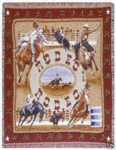 Rodeo Western Cowboy Tapestry Throw Blanket Afghan Gift  
