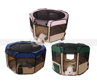 New Pet Dog Cat Tent Puppy Playpen Exercise Play Pen Crate PINK GREEN 