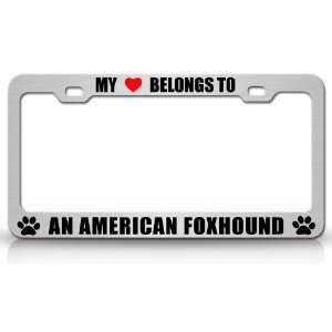   Dog Pet Steel Metal Auto License Plate Frame Tag Holder, Chrome/Black