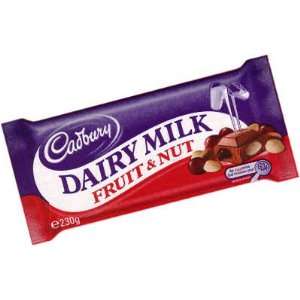 Cadbury Dairy Milk Fruit & Nut From England   230g Bar:  