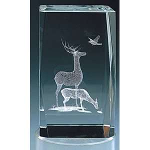 3d Laser Cut Deer Pair Crystal