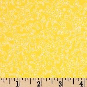  44 Wide Sweet Pea Dainty Floral Tonal Sunshine Yellow 