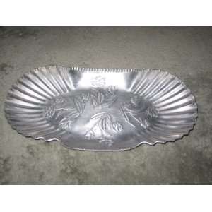   Hand Wrought Hammered Aluminum Bread Tray W/ Roses: Everything Else