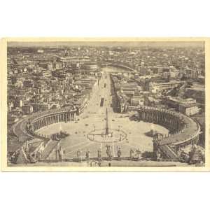1940s Vintage Postcard St. Peters Square   Vatican City   Rome Italy