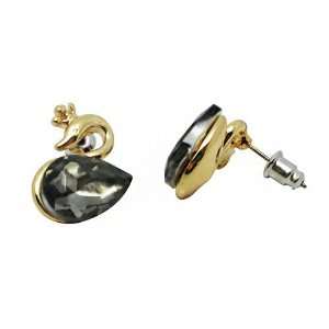 Beautiful Swan Crystal Imitation Gemstones Earrings   Black (Valentine 