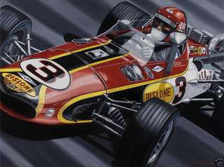 BOBBY UNSER PAINTING 1968 INDY 500 COLIN CARTER  